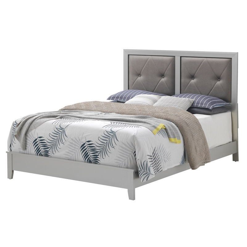 Elegant Transitional Full Bed In Silver Champagne