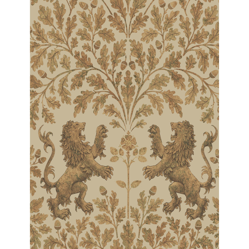 Pearwood Floral Metallic Wallpaper Roll, Gold