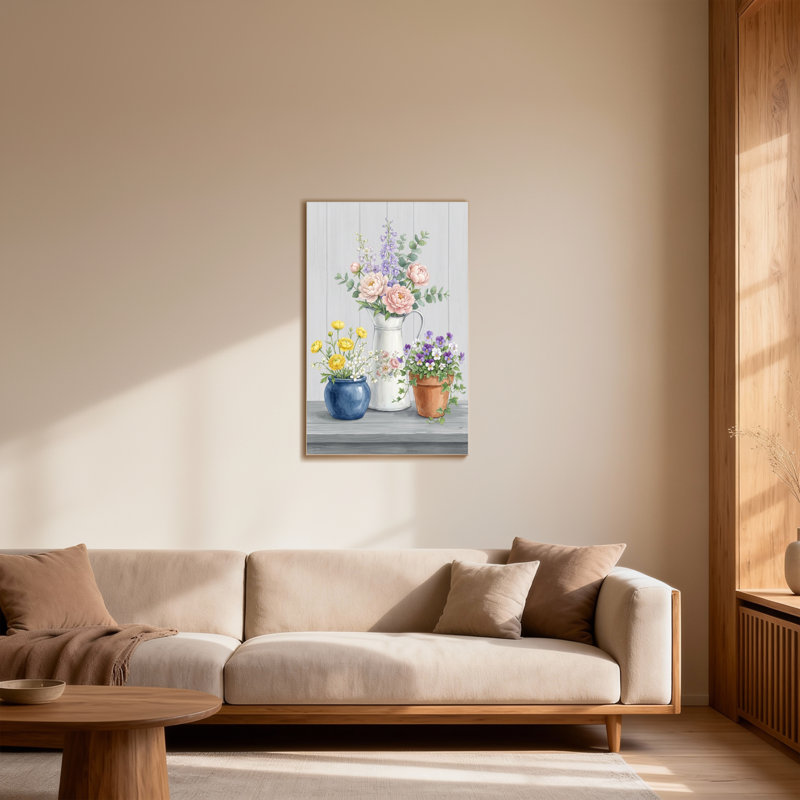 Arrangement floral plantes et fleurs en pots et en pot, H 12 po x l 18 po