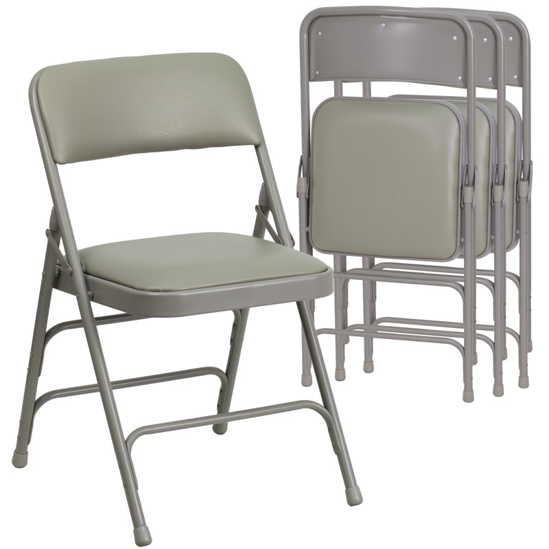 Oliverson Upholstered Metal Folding Event Chairs with Padded Seats, Gray