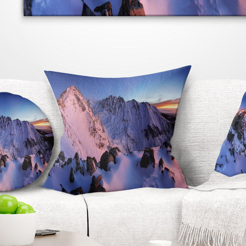 Oreiller imprimé paysage de montagne Schafer, 16 po x 1 po, Coussin décoratif