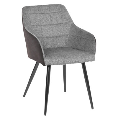 Ensemble de 2 fauteuils en similicuir et en tissu gris avec pieds en acier noir Kittrell