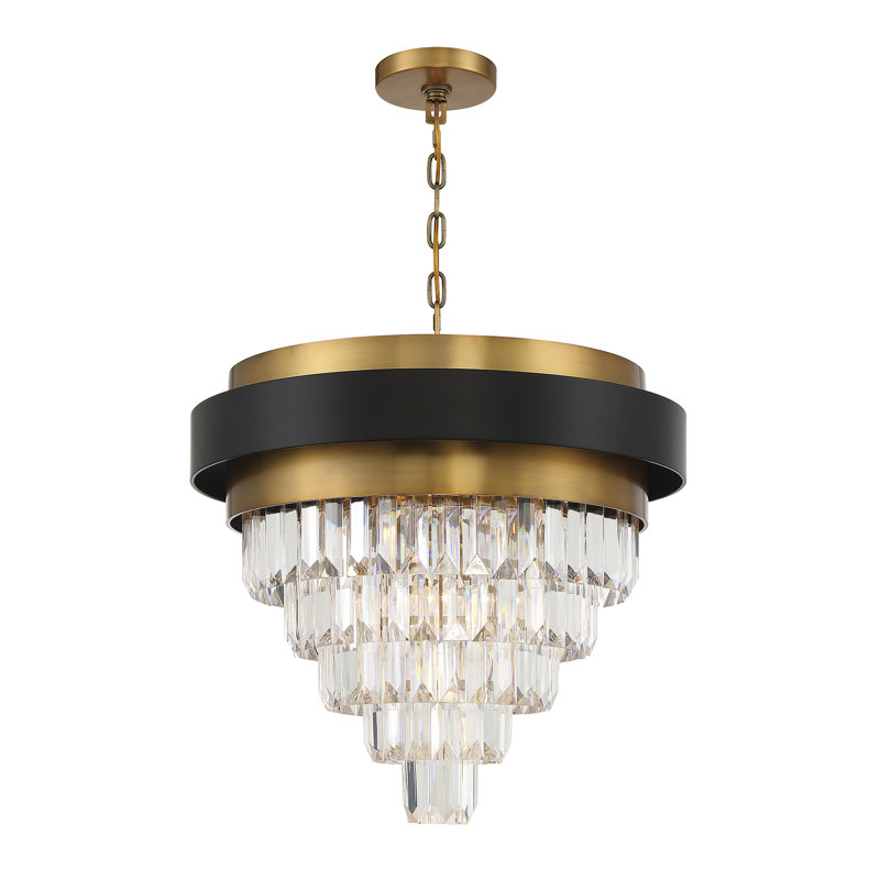 Marquise 4-Light Chandelier in Matte Black with Warm Brass Accents
