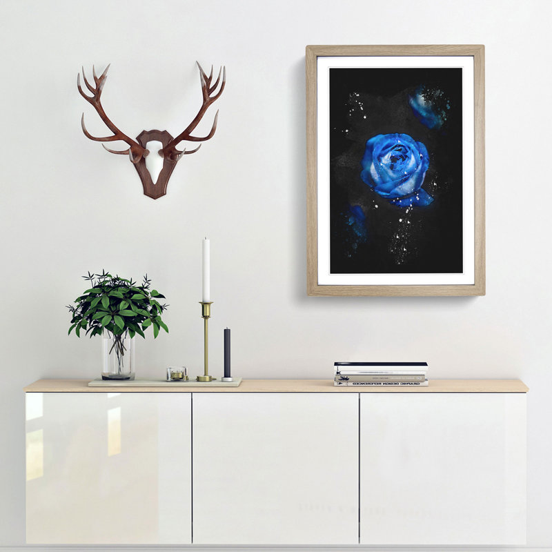 Trio of Blue Roses - Framed Print, 33cm H x 24cm W x 2cm D, Oak Framed