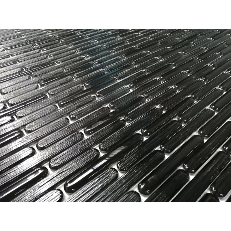 Eclipse 1" x 6" Glass Novelty Mosaic Wall Tile, Black