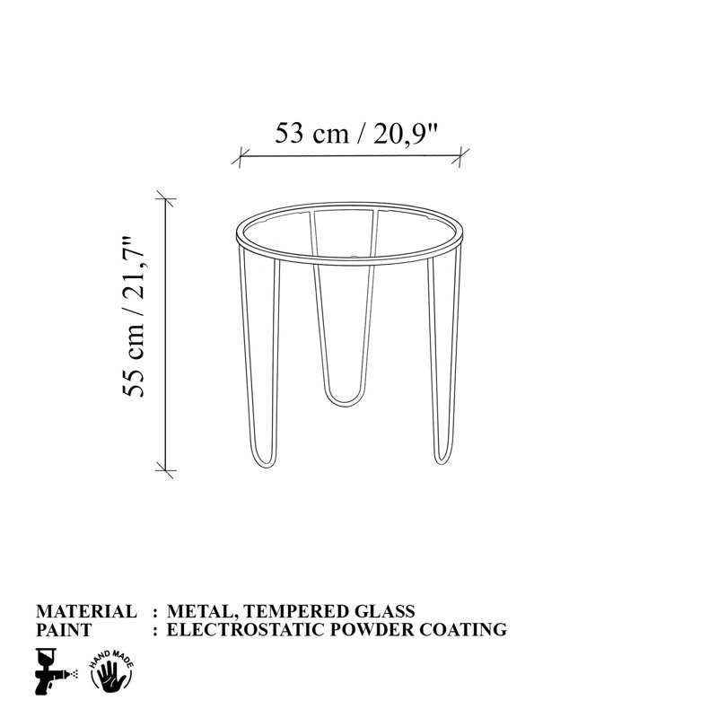 Table basse moderne avec plateau 100% verre trempé, 21,0 po x 21,0 po x 21,7 po | Structure robuste en 100% métal | Conception élégante et élégante, parfaite pour le salon ou le bureau | Pièce décorative contemporaine pour la maison contemporaine