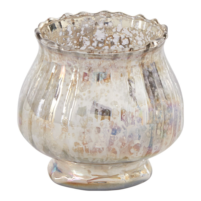 Glass Tabletop Votive Holder, 3.50" H x 3.75" W x 3.75" D