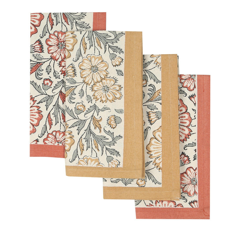 Serviettes de table en coton BLOOM - 18 po x 18 po, Orange/Yellow