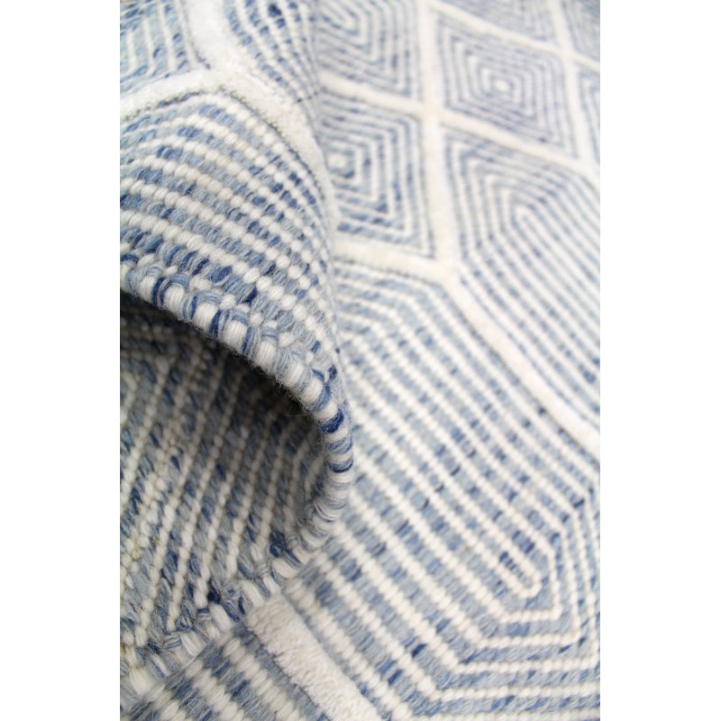 Goldthwait Wool Geometric Area Rug in Ivory/Blue/Light Blue, Rectangle 14' x 20'