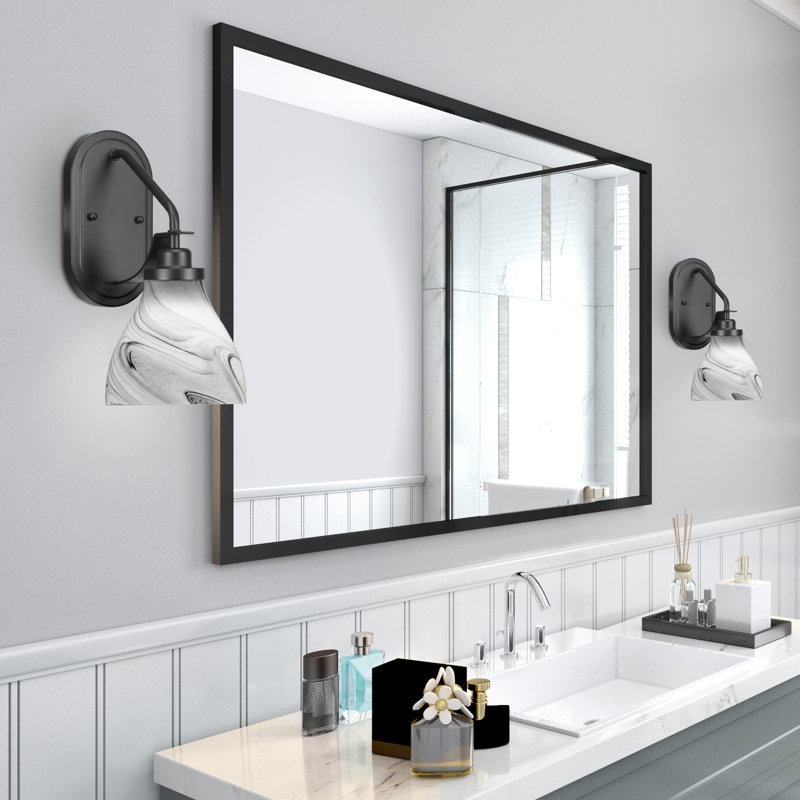 Applique murale Alirra avec verre 6,25 po, Noir mat, gris