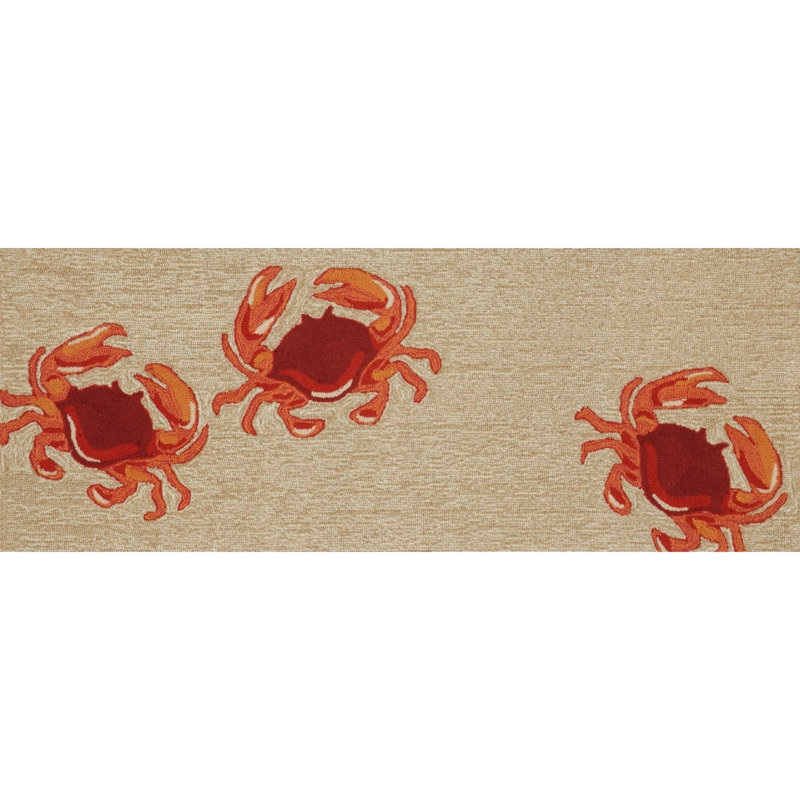 Tapis de cuisine Anchoretta, Rectangle 2 pi x 5 pi, Beige/bleu