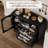 Black Sideboard Buffet Cabinet with Fluted Glass Doors & Drawers – Kitchen & Dining Room Storage, Modern Storage Cabinet