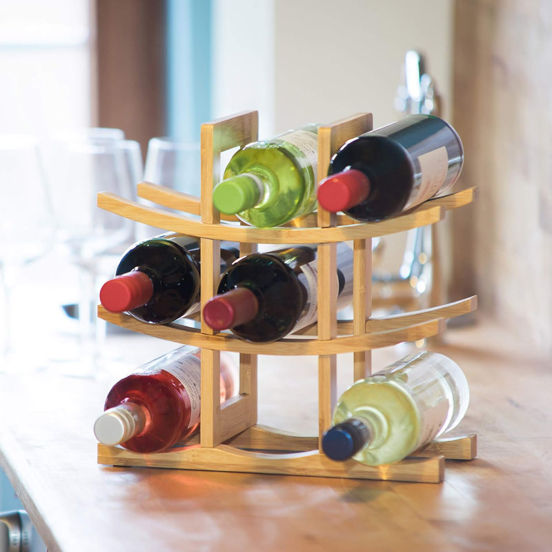 Bamboo Wine Rack, For 9 Standard Bottles, Original Design, Free-Standing,30 X 30 Cm, Natural