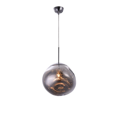 Luminaire suspendu simple en chrome à 1 lumière Rodman avec abat-jour en acrylique