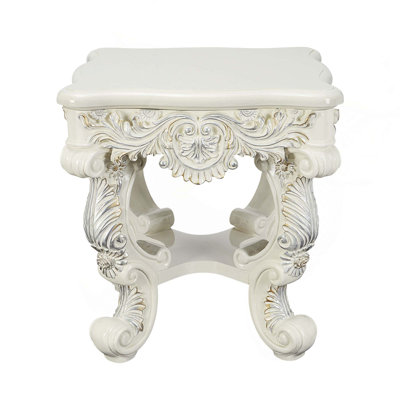 Table de bout à finition blanc antique