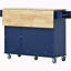 Îlot de cuisine mobile à roulettes avec abattant - plateau en bois massif, roulettes verrouillables et armoire de rangement d'une largeur de 52,7 po-1616880289