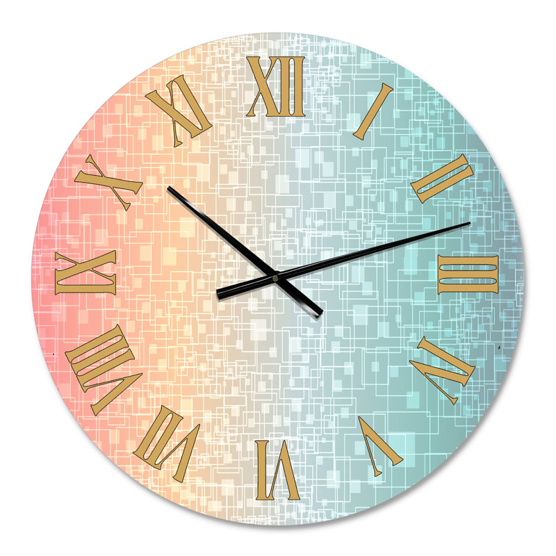 Horloge murale moderne Cubist Pastel, Surdimensionné