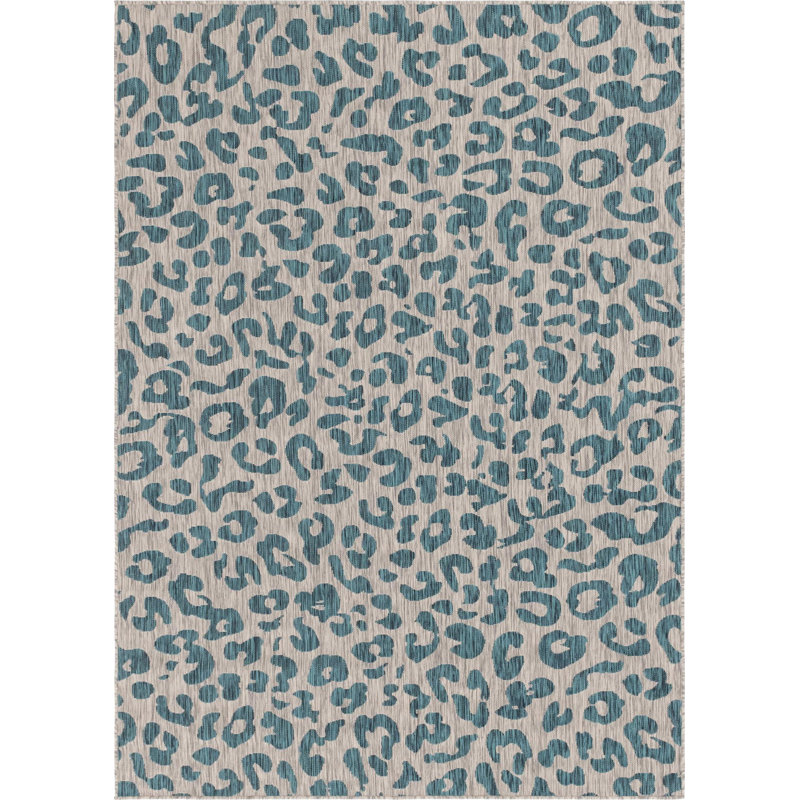 Outdoor Joyous Area Rug Grass Color, Rectangle 7' x 10'