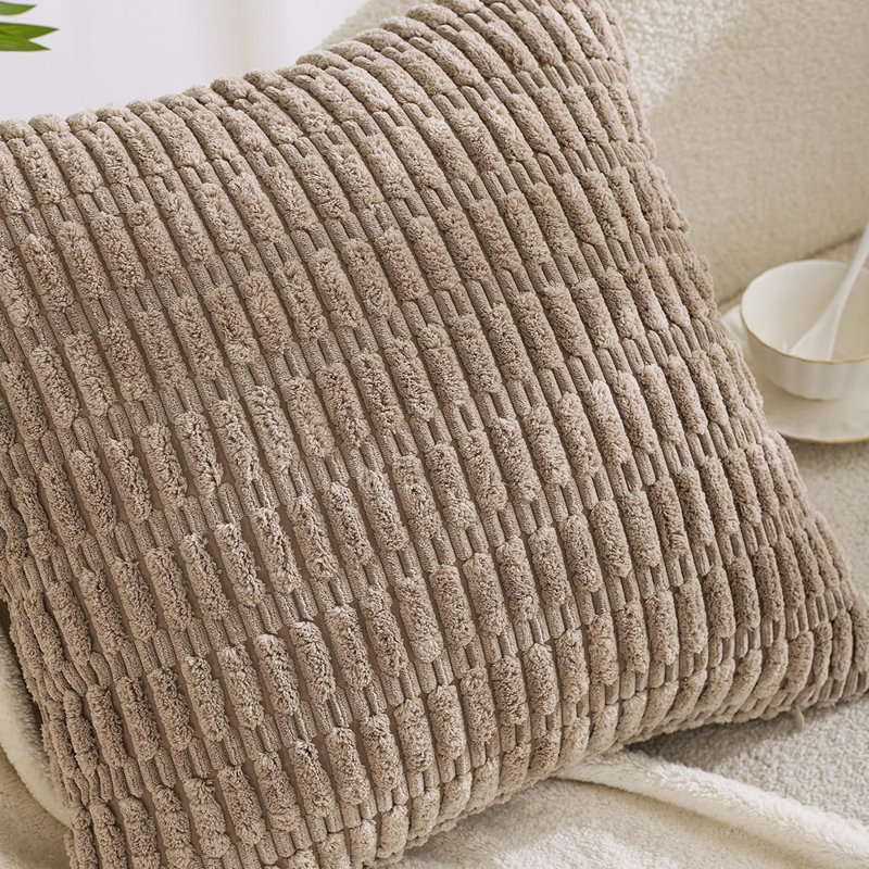 Coussin décoratif Housses de coussins décoratifs 18 x 18 ensemble de 4 housses de maison de campagne rustiques en velours côtelé pour maison de campagne