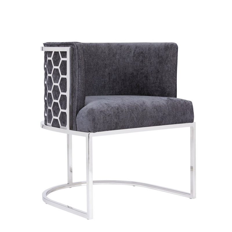 Rosie-Jane 15'' H Faux Leather Upholstered Armchair, Dark Gray