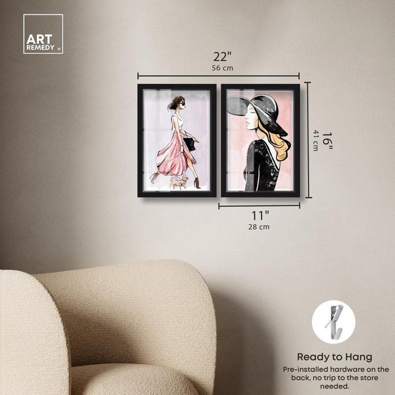 «Parisian Blush Glam Set Shadowbox» par Art Remedy, Noir, H 16 po x l 11 po