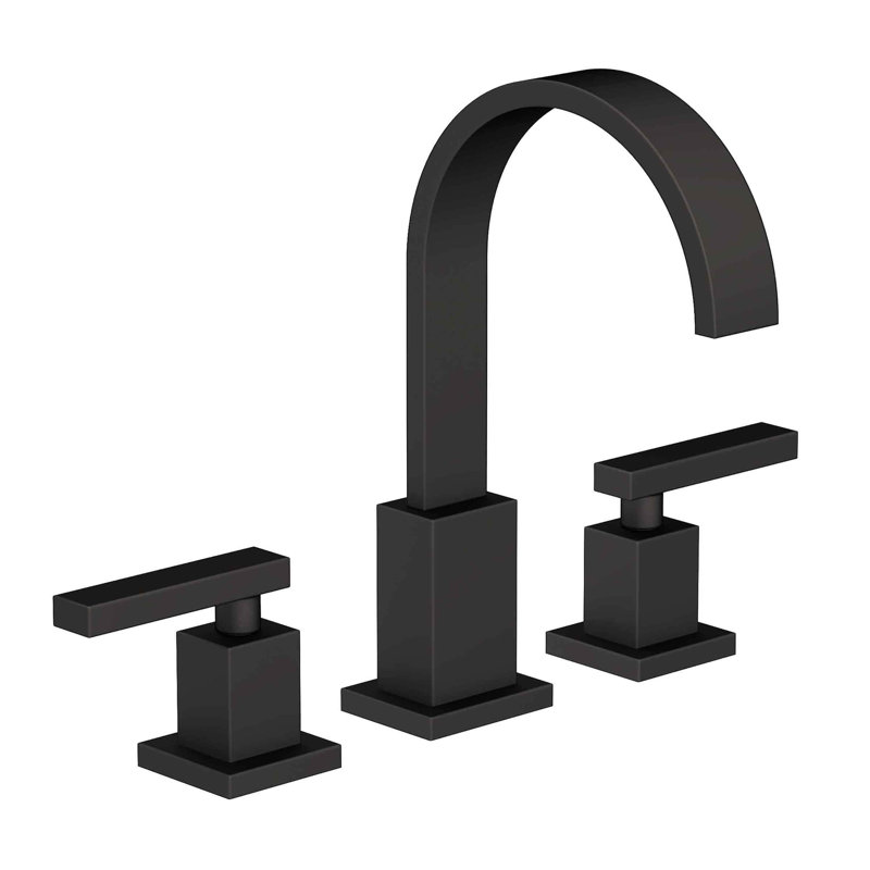 Secant Widespread Bathroom Faucet with Drain Assembly, Flat Black