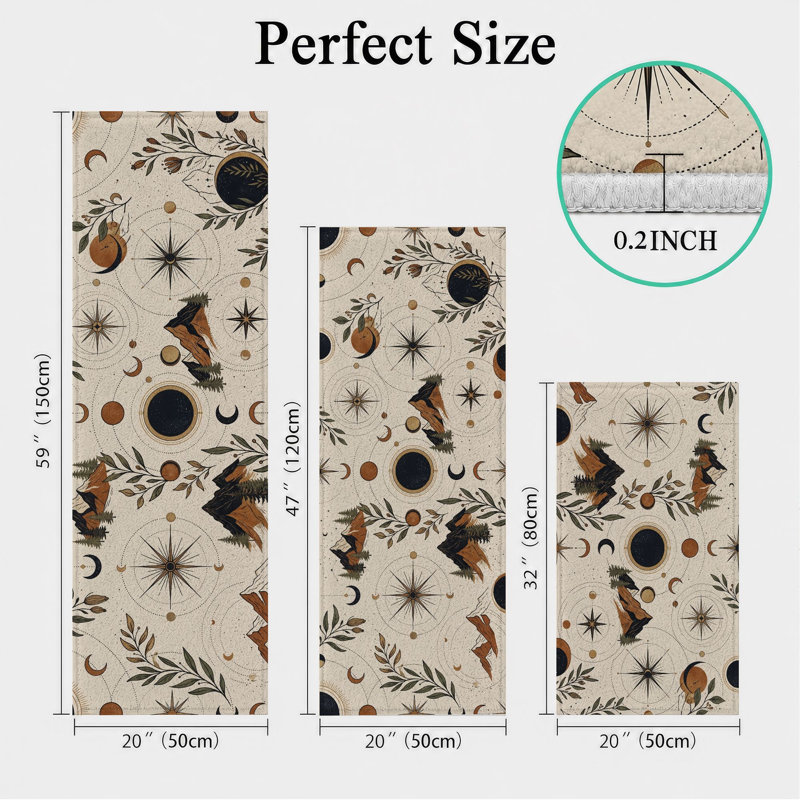 Tapis de cuisine lavables antidérapants Botanical Celestial