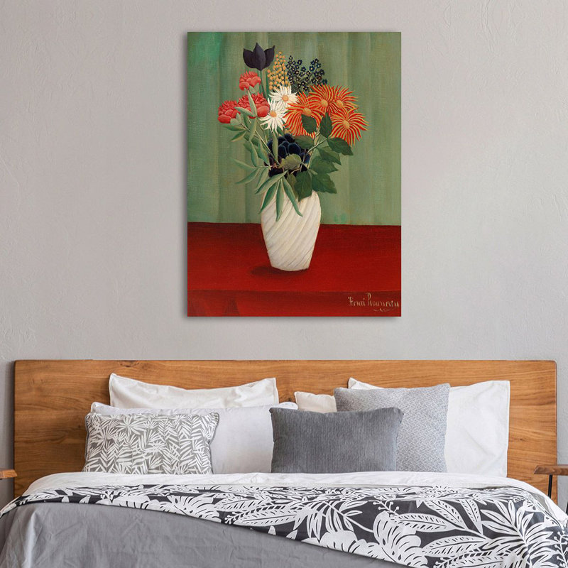 Bouquet of Flowers with China Asters and Tokyos by Henri Rousseau - Wrapped Canvas Painting, 100cm H x 70cm W x 4cm D