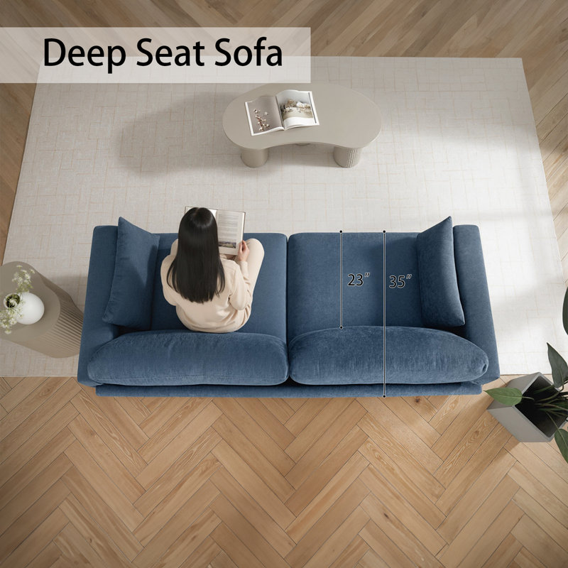 79" Chenille Sofa Couches For Living Room, 3Seater Sofa With 2 Pillows, Comfy Modern Oversized Loveseat With Medium Firm Cushions For Small Spaces, Apartment