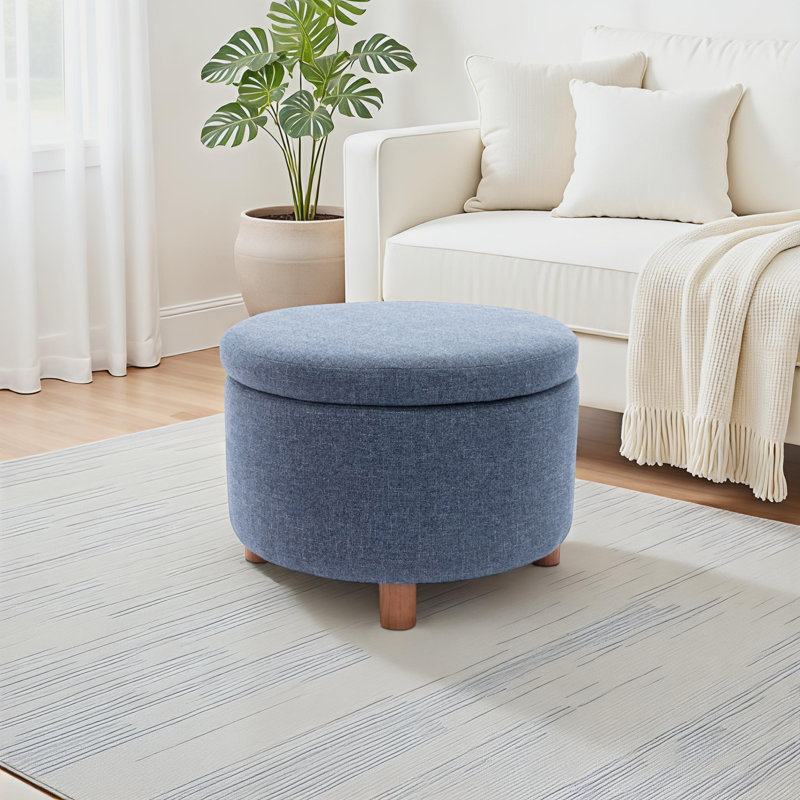 Repose-pieds rond de 24 po avec rangement, Polyester bleu