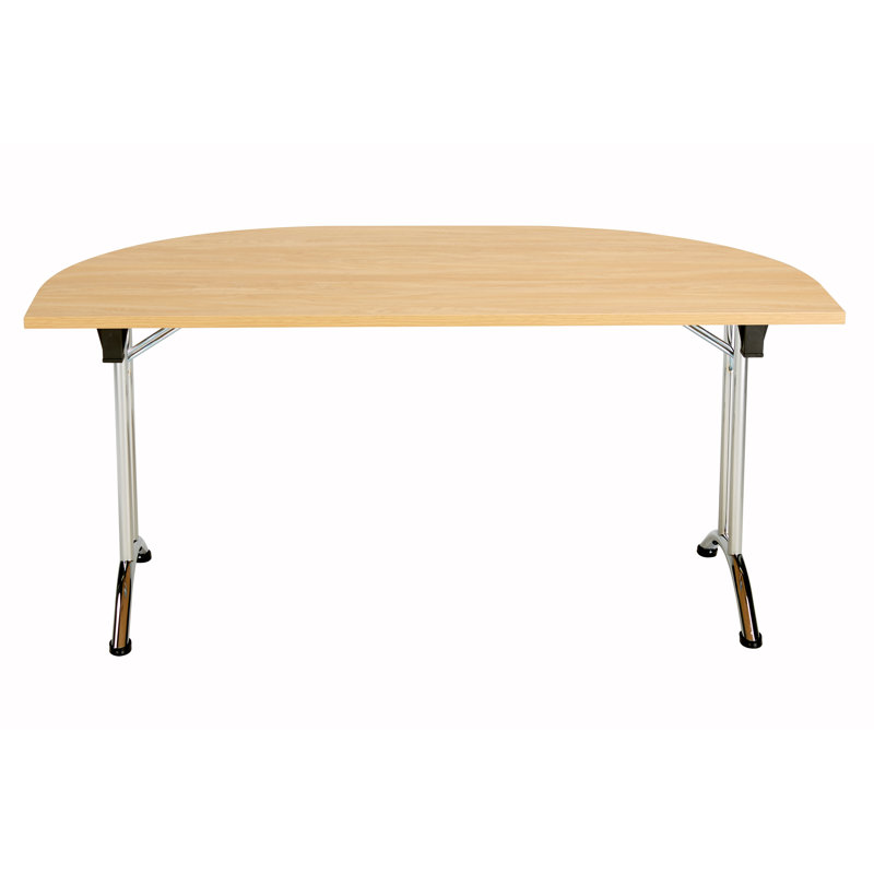 Buariki Half-circle 4 Person 160cm L Modular Training Table, Chrome, Oak