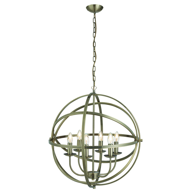 Kirsten 4-Light Chandelier, 6, Antique Brass, 60cm W