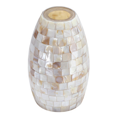 White Square Polished Natural Shell Mosaic Glass Shade Suitable for 1.65 in. Lip Fitter