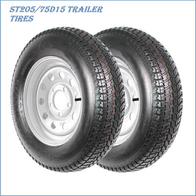 St205/75d15 Trailer Tires, 5 Lug On 4.5", 6pr Load Range C, 15in Fuel-saving Designed Trailer Tires 205 75 15 For Travel/camper/landscape/cargo/utility/boat/horse/farm/hauler Trailer(pack Of 2)
