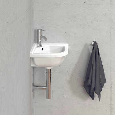 Duravit Starck 3 White Ceramic Corner Wall Mount Bathroom Sink with Overflow