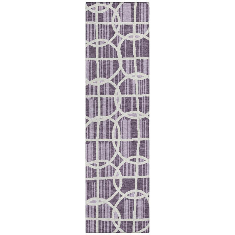 Machine Washable Indoor/Outdoor Chantille ACN2769 Geometric Rug, 2'3" x 7'6" Runner, Plum