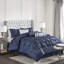 Ensemble de literie pour grand lit 7 pièces avec couette bleu marine - l'intérieur comprend des taies décoratives, des coussins décoratifs et une jupe de lit-122456007