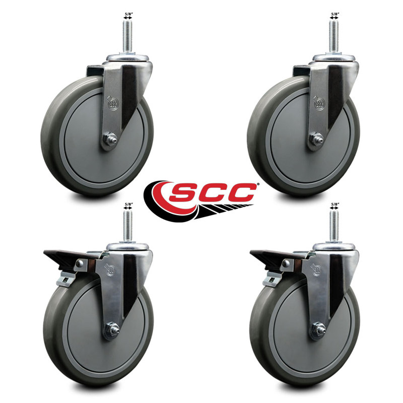 Poly Wheel Swivel 5/8 Inch Threaded Stem Caster Service Caster