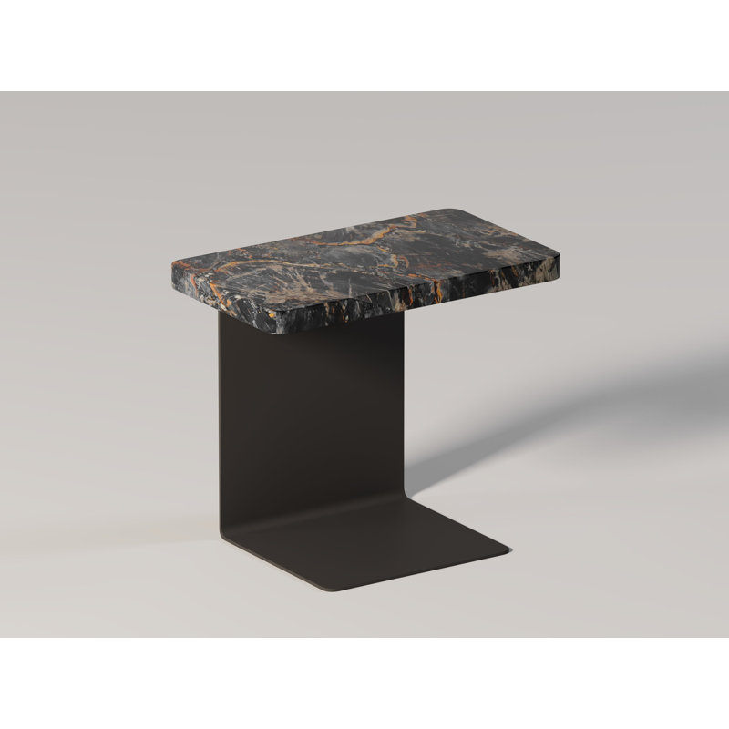 Table de bout Équerre, Bois noir pétrifié