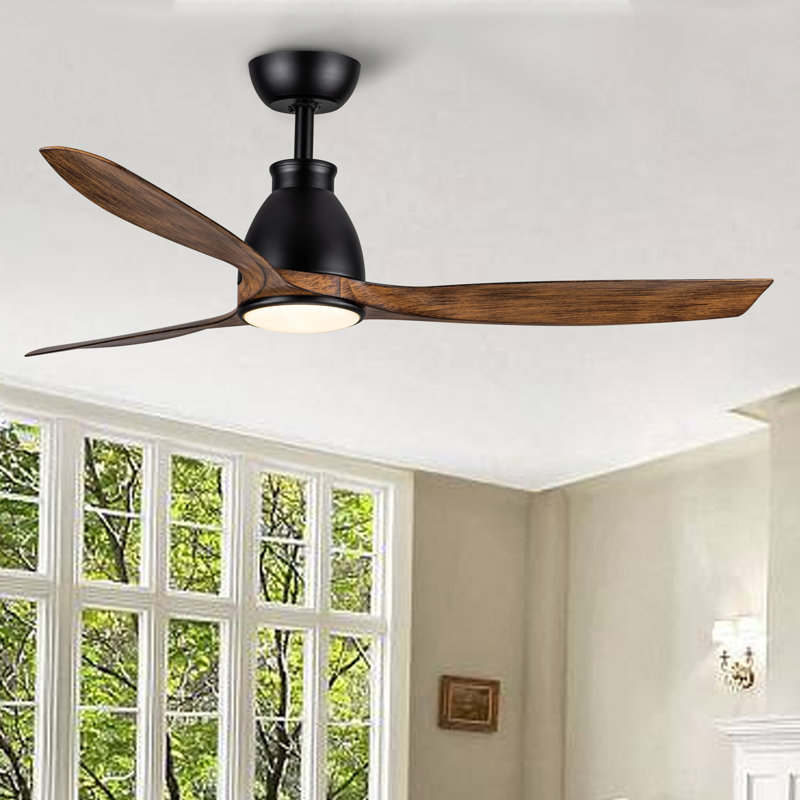 52 inch indoor black ceiling fan with led light
