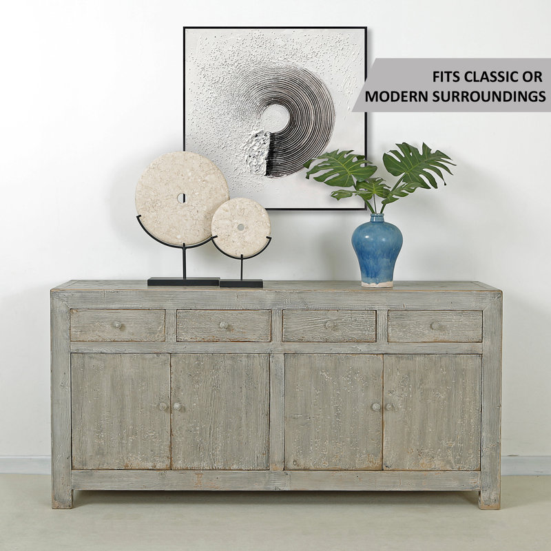 72 in. W Solid Wood Sideboard, Gray Wash