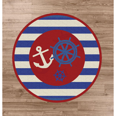Tapis rayé bleu / rouge Aquavia