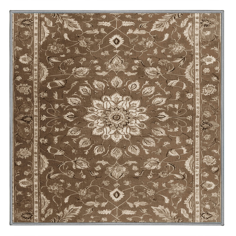 Tapis persan gris lavable à la machine, Carré 7 pi