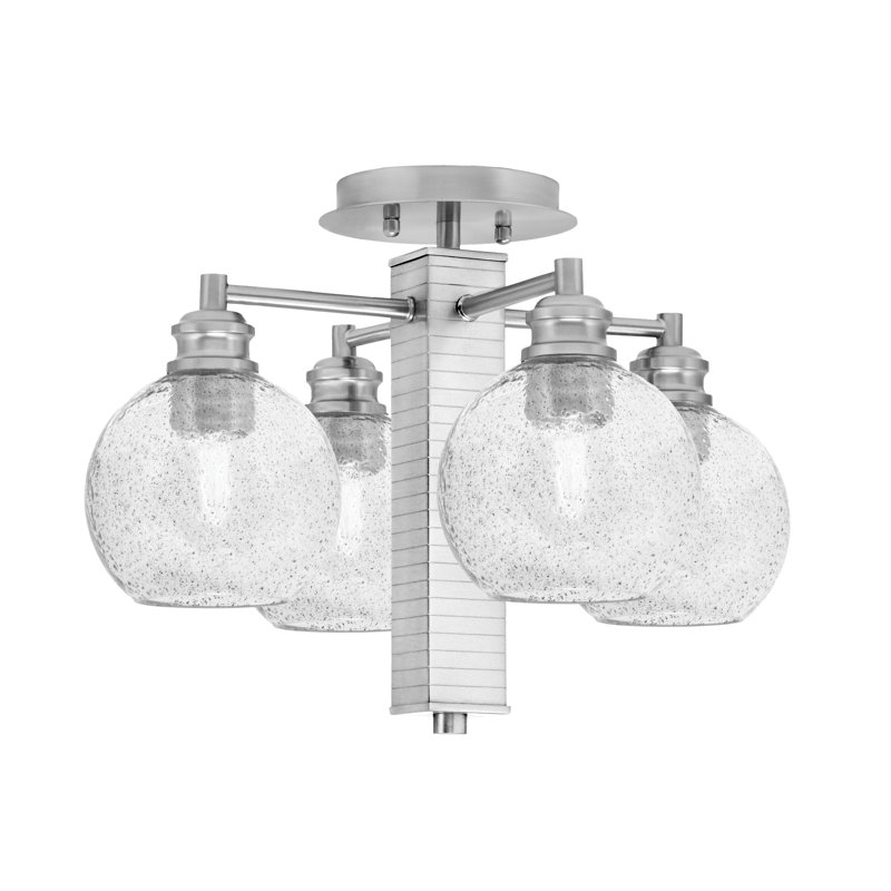 Edge 4 Light Semi-Flush With 5.75" Glass, Brushed Nickel, Smoke