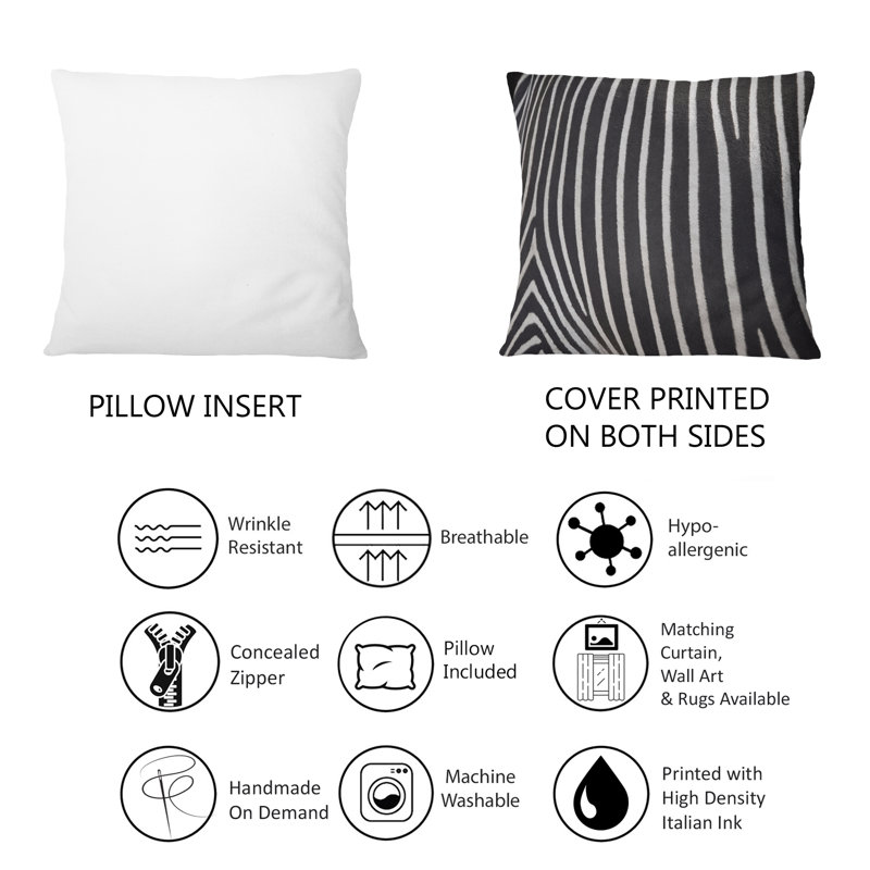 Détail d'un coussin décoratif imprimé de lignes zébrées noires et blanches IV - 1