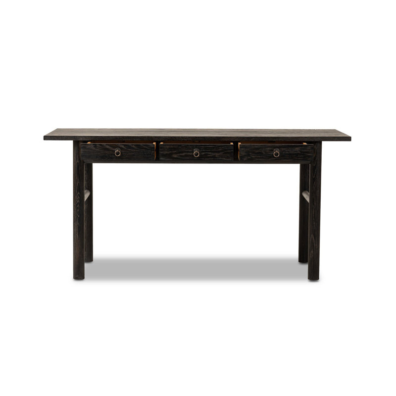 Hepsibah Solid Wood Writing Desk, Black