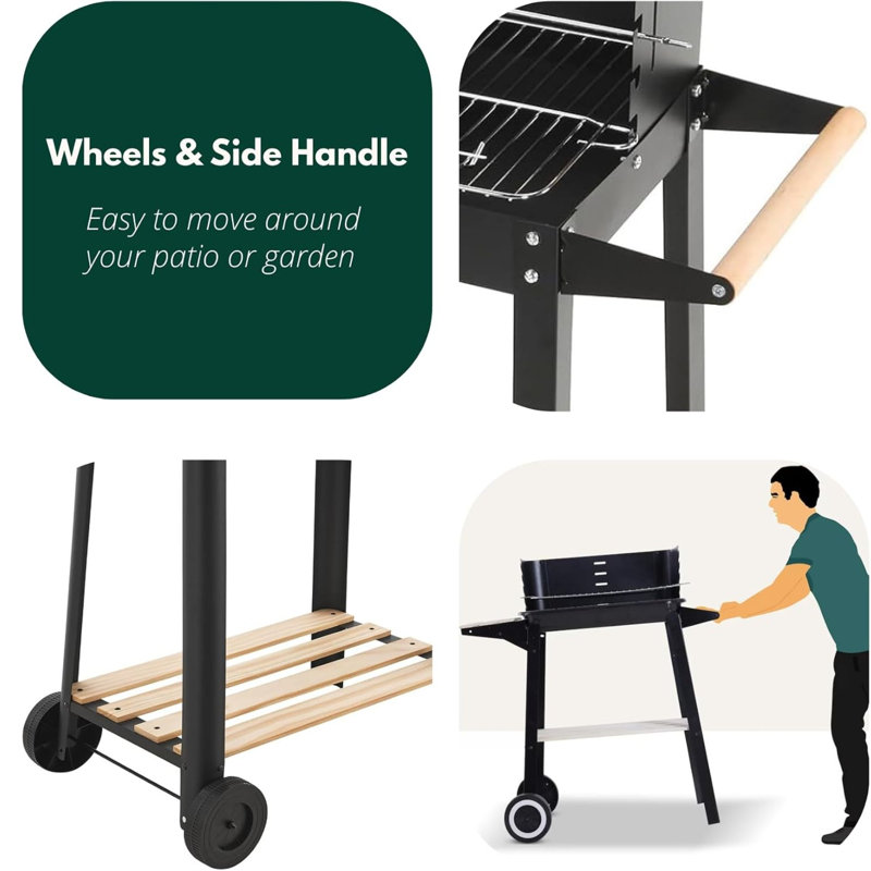 Charcoal BBQ Grill with Wheels