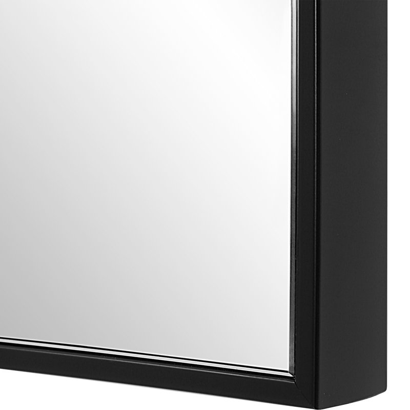 Foran Rectangle Wall Mirror, Black, 40" H x 20" W