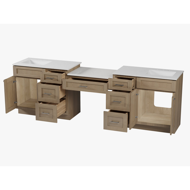 Meuble-lavabo double 108 po Disar, Chêne naturel