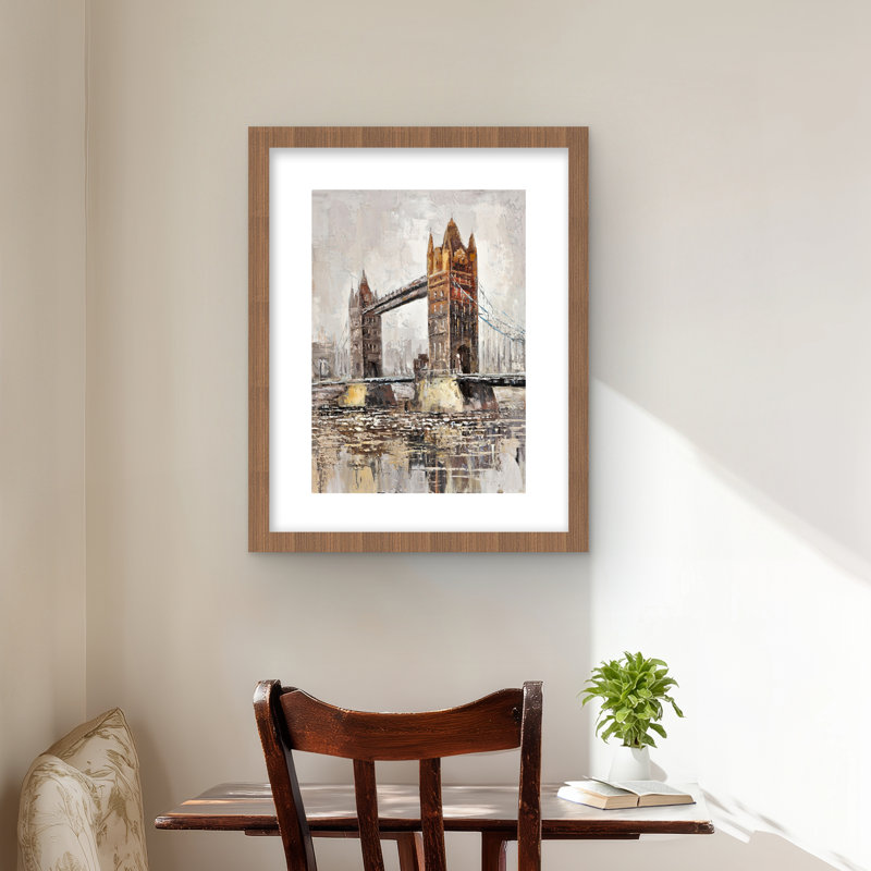 «London Tower Bridge», reproduction encadrée avec passe-partout | Décoration intérieure, Brun